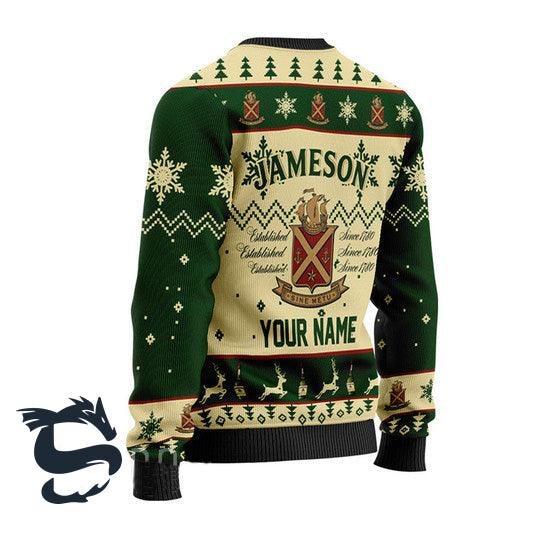 Personalized Jameson Irish Whiskey Ugly Christmas Sweater, Jameson Irish Whiskey Christmas Ugly Sweater, Jameson Logo Printed Crew Neck Ugly Sweater