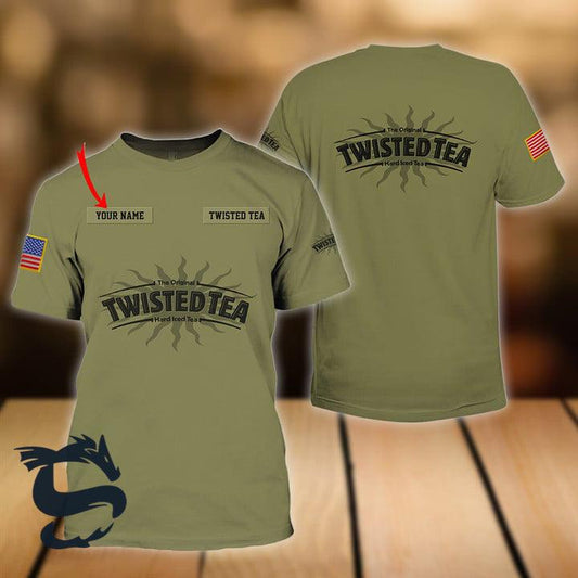 Personalized Military Green Twisted Tea T-shirt, Twisted Tea Logo Camo Green 3d T-shirt, Twisted Tea Logo Print T-shirt