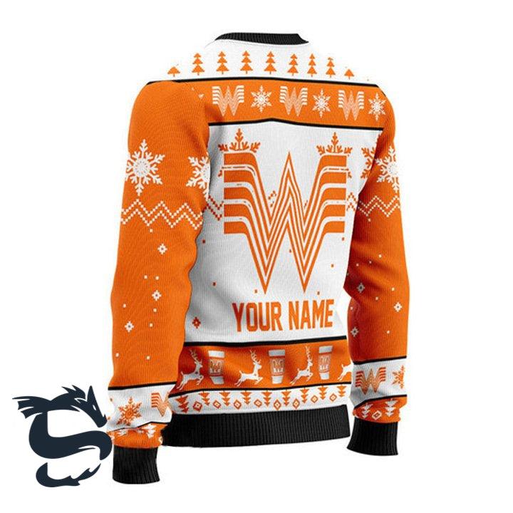 Personalized Whataburger Fast Food Ugly Christmas Sweater, Whataburger Fast Food Lovers Ugly Sweater, Whataburger Aop Xmas Crew Neck Ugly Sweater