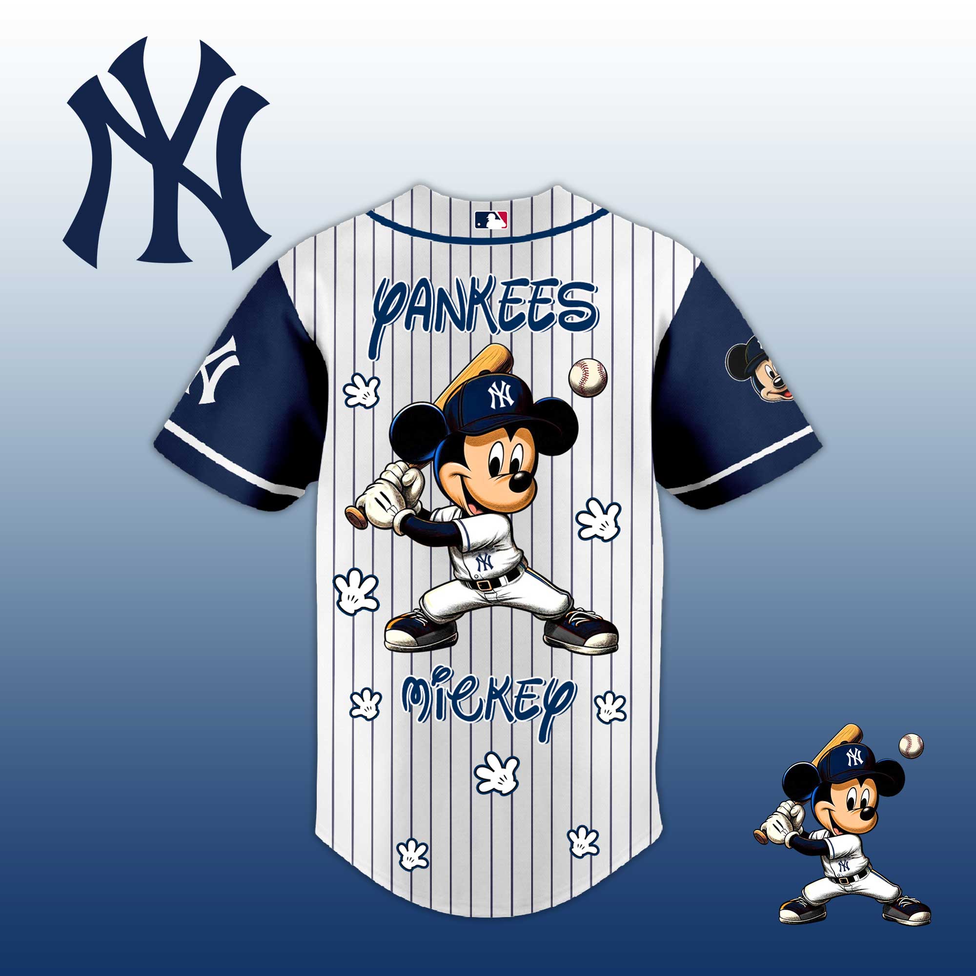 Baseball Jersey NY Yankees Mickey Style – Cute Cartoon Fan Gift Shirt.