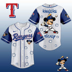 Baseball Jersey T.Rangers Mickey Style – Cute Cartoon Fan Gift Shirt.