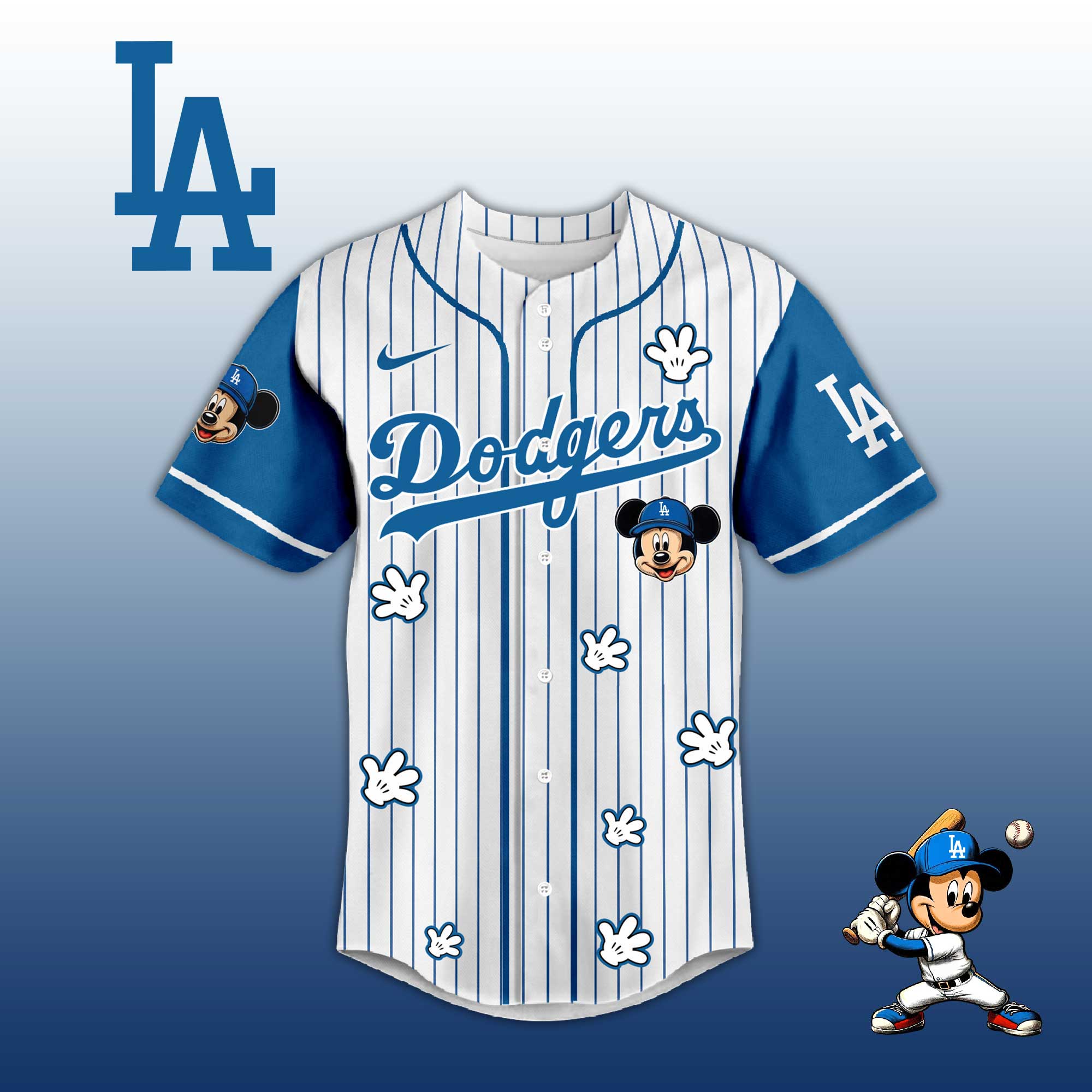 Baseball Jersey L.A Dodgers Mickey Style – Cute Cartoon Fan Gift Shirt.