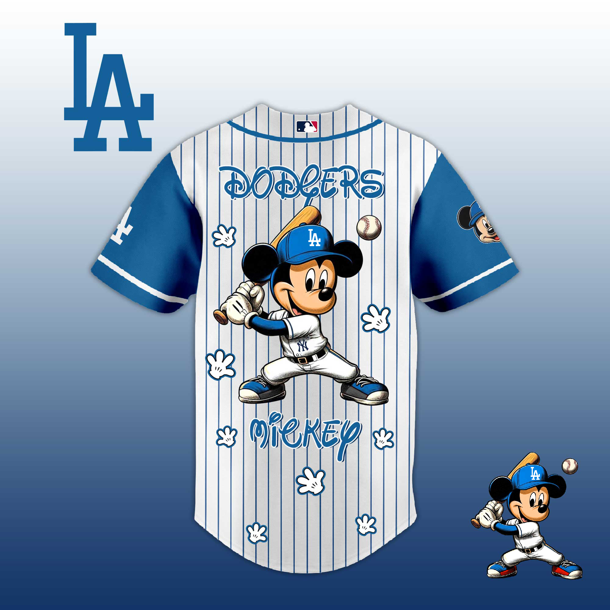 Baseball Jersey L.A Dodgers Mickey Style – Cute Cartoon Fan Gift Shirt.