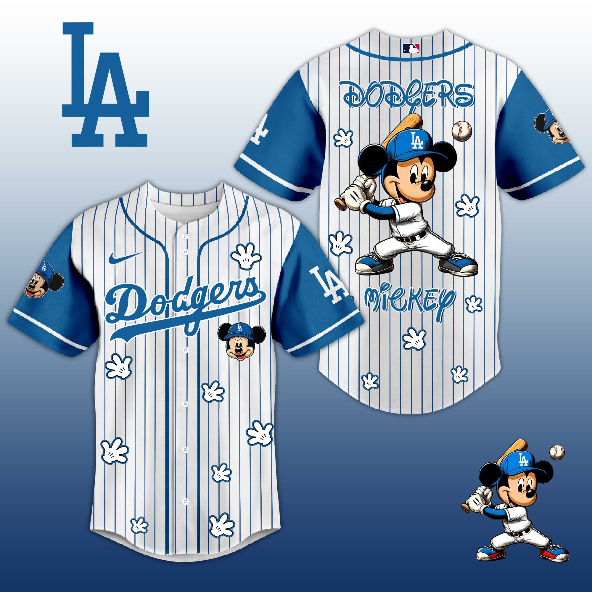 Baseball Jersey L.A Dodgers Mickey Style – Cute Cartoon Fan Gift Shirt.