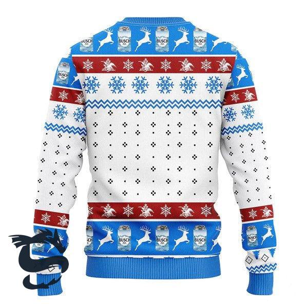 Reindeer Busch Beer Antler Christmas Lights Ugly Sweater, Busch Beer All-over Print Blue Ugly Sweater, Busch Beer Crewneck Knitted Ugly Sweater