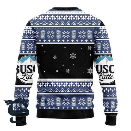 Snowflakes Busch Latte Christmas Ugly Sweater, Busch Latte Beer All-over Print Blue Ugly Sweater, Busch Latte Beer Crewneck Knitted Ugly Sweater