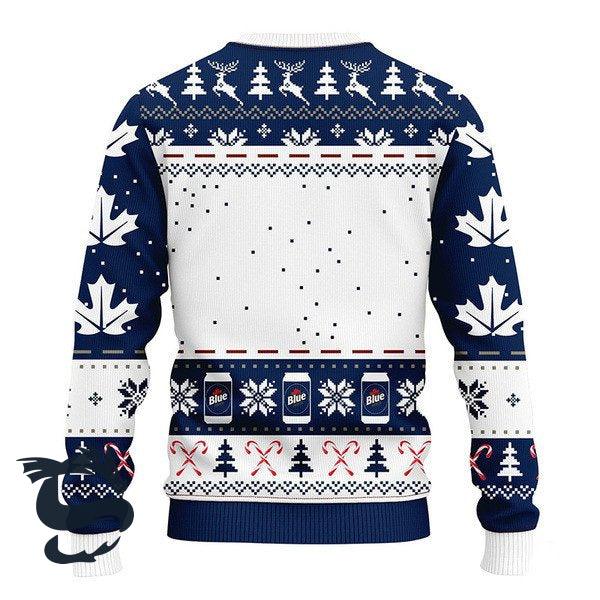 Snowflakes Labatt Blue Beer Ugly Christmas Sweater, Canadian Labatt Blue Imported Ugly Sweater, All Over Print Christmas Crewneck Ugly Sweaters