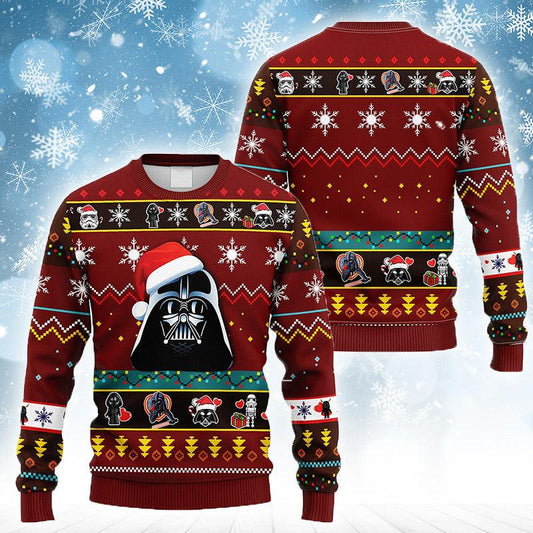 Star Wars Santa Darth Vader Ugly Christmas Sweater, Star Wars Darth Vader Christmas Ugly Sweater, Darth Vader Christmas Holiday Crew Neck Ugly Sweater