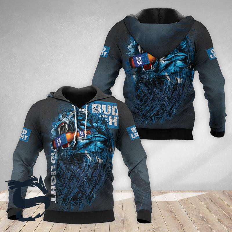 The Roaring Lion Bud Light Beer 3d Hoodie, Bud Light Dark Bkue Pullover Hooded Sweatshirt, Bud Light Beer 3d All Over Prints Unisex Zip Hoodie