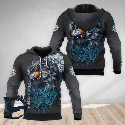 The Roaring Lion Busch Light Beer 3d Hoodie, Busch Light Black Pullover Hooded Sweatshirt, Busch Light Logo All Over Prints Unisex Zip Hoodie