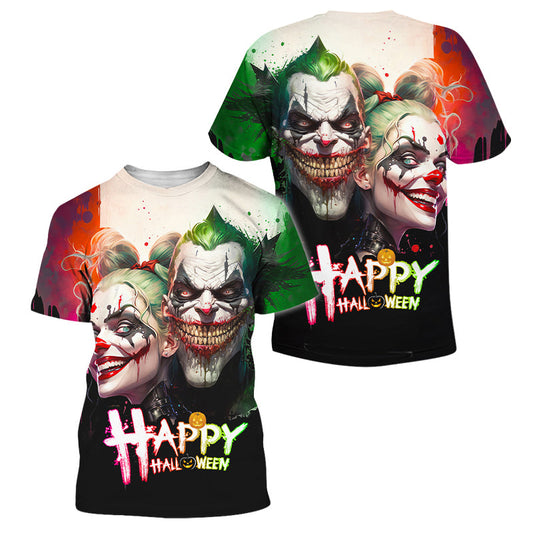 Joker And Harley Quinn Happy Halloween 3d T-shirt, Halloween Couple Matching Shirt