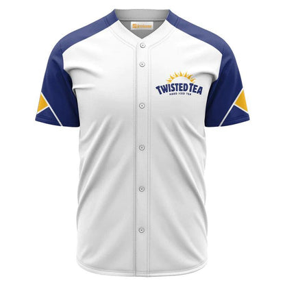 Twisted Tea White And Blue Baseball Jersey Shirt, Twisted Tea Logo Printed Baseball Jersey, White Twisted Tea Unisex Baseball Jersey