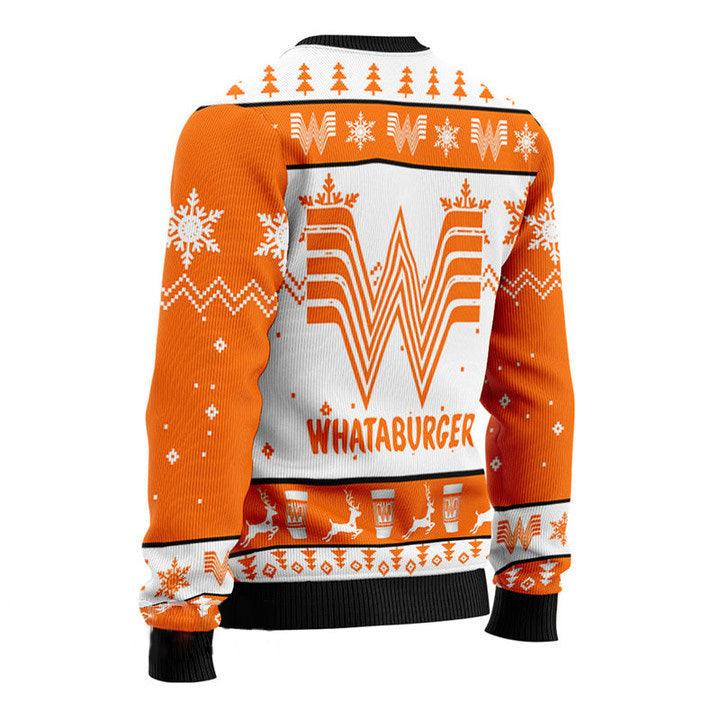 Whataburger Fast Food Ugly Christmas Sweater, Whataburger Fast Food Lovers Ugly Sweater, Whataburger Logo All Over Print Xmas Crew Neck Ugly Sweater