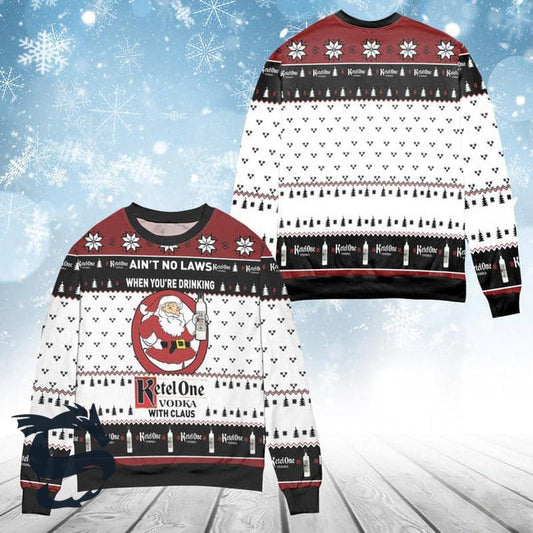 When You're Drinking Ketel One Vodka With Santa Claus Ugly Sweater, Ketel One Vodka Ugly Christmas Sweater, Ketel One Vodka Crew Neck Ugly Sweater