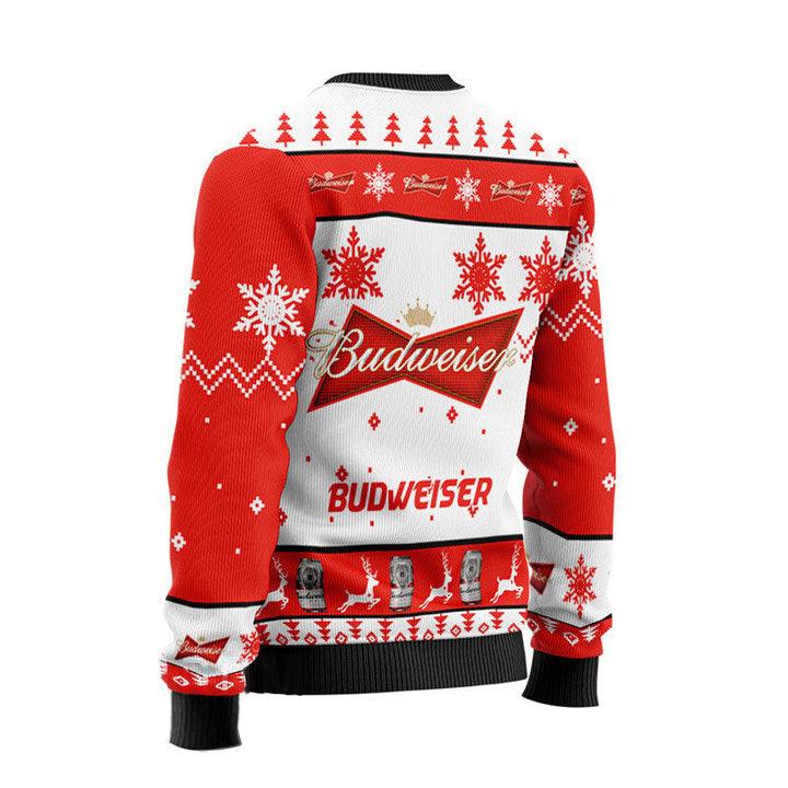 Budweiser Beer Ugly Christmas Sweater, Budweiser Beer Lovers Ugly Sweater, Budweiser Logo All Over Print Christmas Crew Neck Ugly Sweater