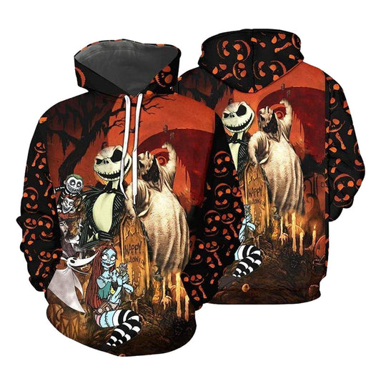 Jack Sally Oogie Boogie Happy Halloween 3D Hoodie, The Nightmare Before Christmas Aop Hoodie, Jack Sally Oogie Boogie Pullover Hooded Sweatshirts