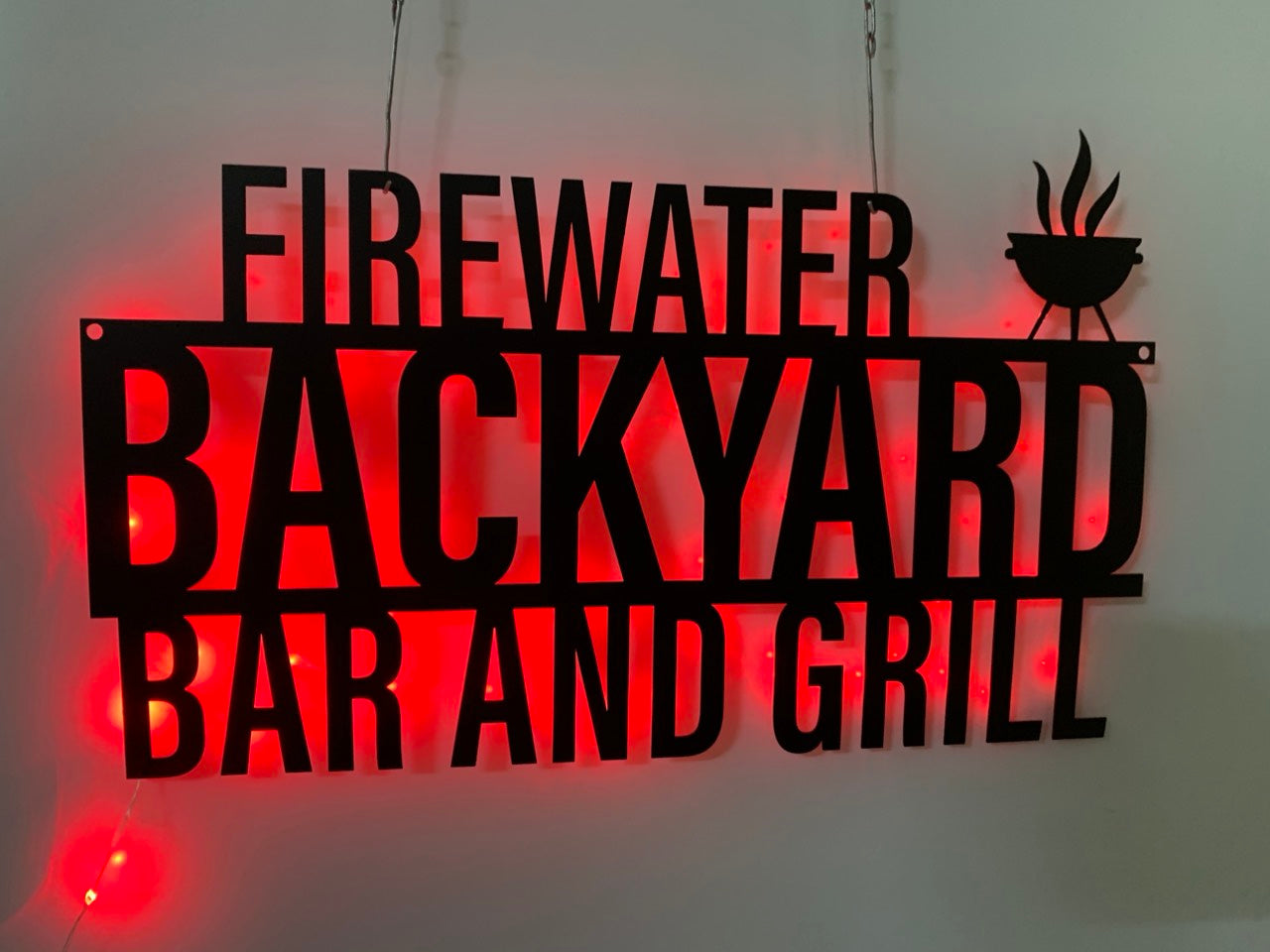 Personalized Bar & Grill Metal Wall Art With Led Lights, Custoom Metal Backyard Patio Name Sign, Backyard Bar And Grill Metal Sign