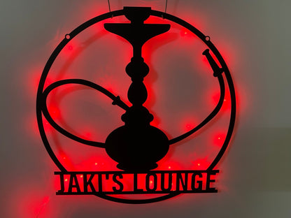 Custom Shisha Hookah Metal Wall Art Led Light, Personalized Smoke Shop Metal Name Sign, Shisha Smoking Lounge Metal Led Wall Sign