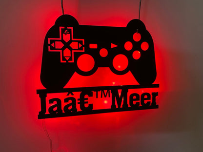 Personalized Game Controller Metal Wall Art With Led Lights, Custom Gamer Name Metal Sign, Game Zone Kids Nursery Metal Wall Decor