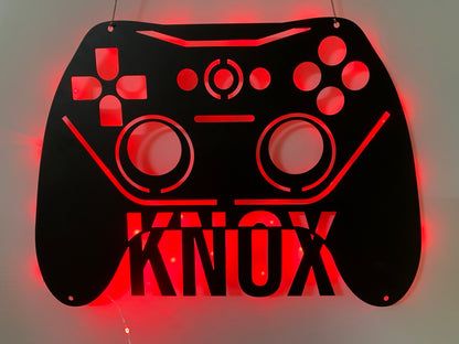 Personalized Game Controller Metal Wall Art With Led Light, Custom Gamer Name Metal Sign, Game Zone Kids Nursery Metal Wall Decor