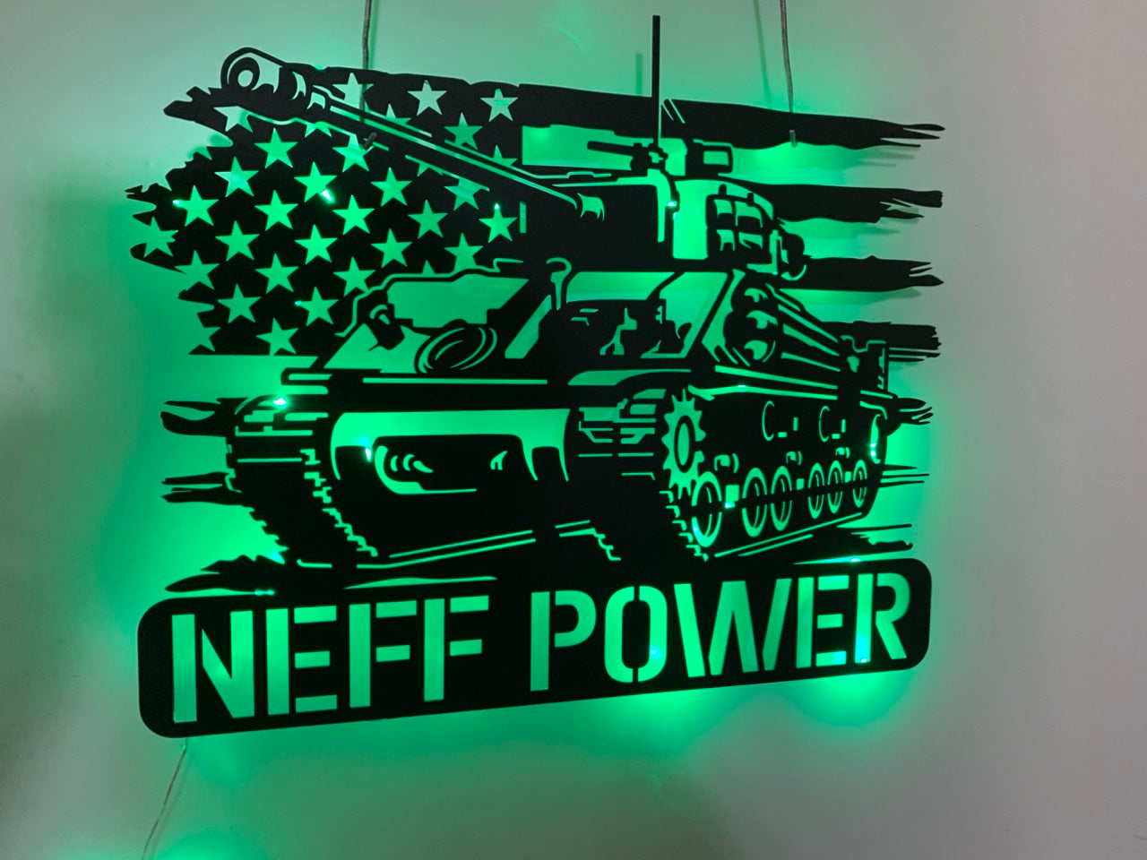 Custom Us Military Tank Metal Wall Art With Led Light, Personalized Tank Driver Metal Name Sign, Military Tank Metal Led Wall Decor