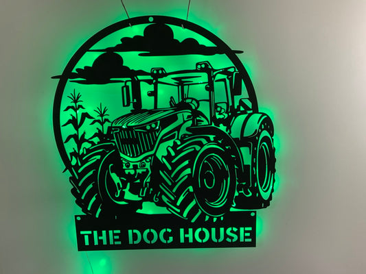 Custom Tractor Driver Metal Wall Art Led Light, Personalized Farm Tractor Metal Name Sign, Truck Farmhouse Metal Wall Sign