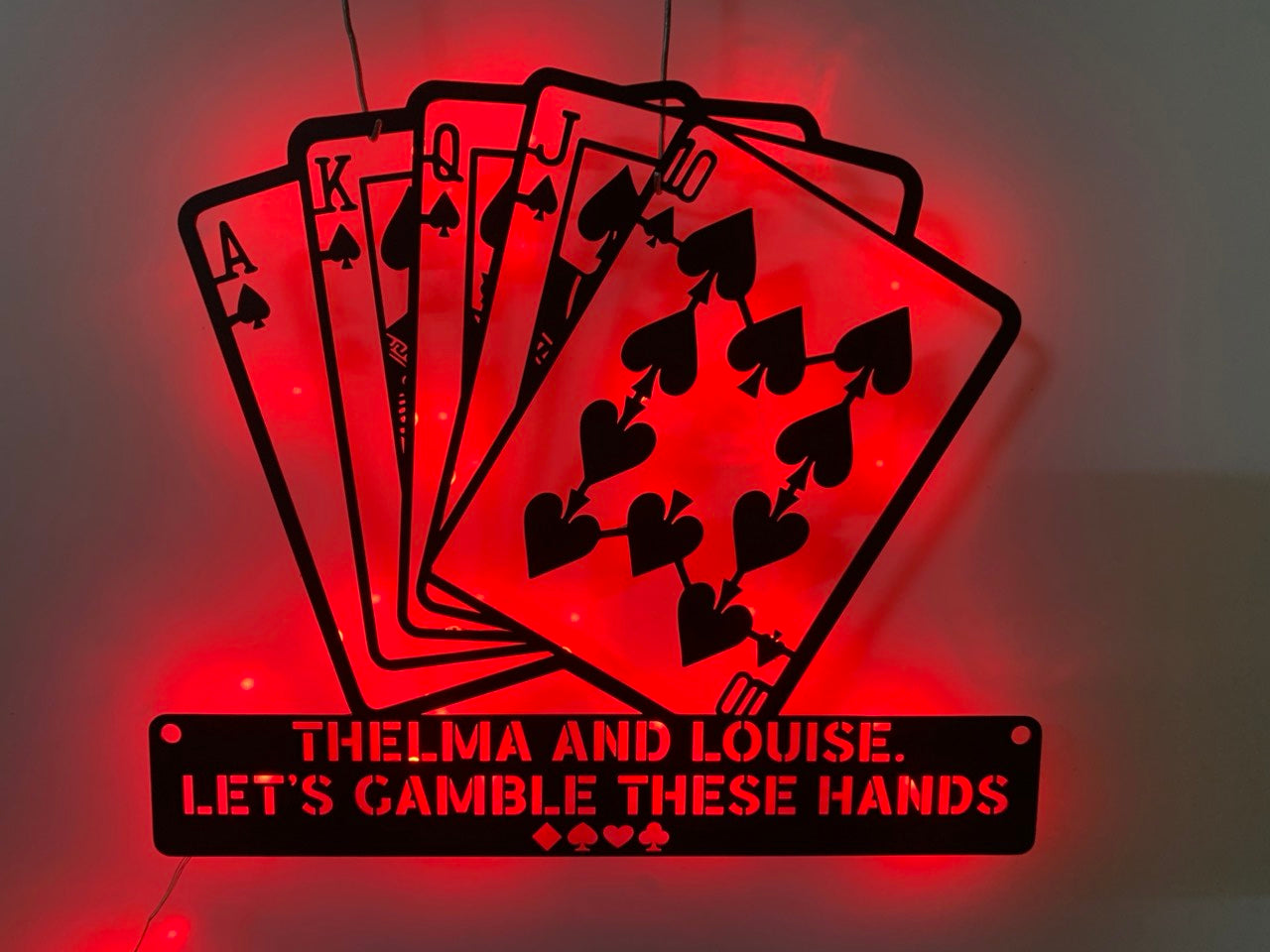 Personalized Poker Cards Metal Wall Art With Led Light, Casino Game Room Metal Wall Led Decor, Custom Name Poker Cards Metal Name Sign