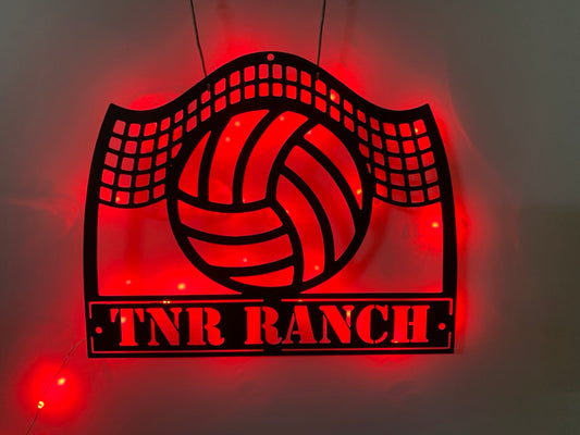 Custom Ball Volleyball Metal Wall Art Led Light, Personalized Volleyball Player Metal Name Sign, Volleyball Sport Man Cave Metal Wall Decor