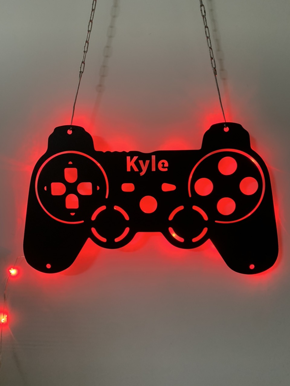 Personalized Game Controller Metal Wall Art With Led Light, Custom Gamer Name Metal Sign, Game Zone Kids Nursery Metal Wall Decor