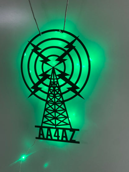 Custom Ham Radio Metal Wall Art With Led Light, Personalized Radio Operator Metal Name Sign, Amateur Radio Metal Sign Wall Decor