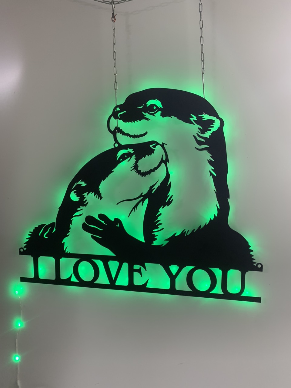 Personalized Couple Otter Metal Wall Art With Led Light, Custom Couple Otter Metal Name Sign Decor, Otter Couple Gift Metal Wall Led Sign