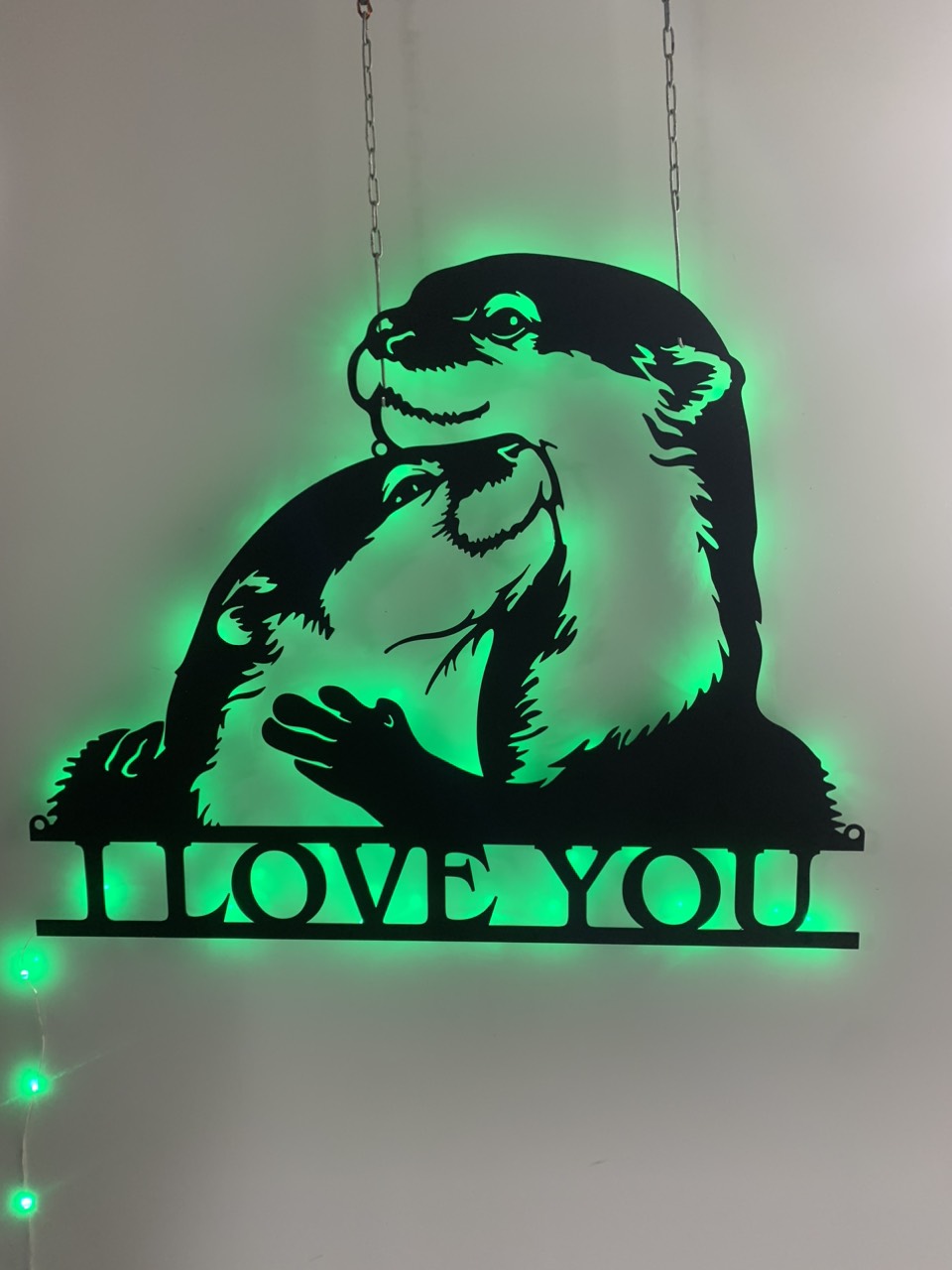 Personalized Couple Otter Metal Wall Art With Led Light, Custom Couple Otter Metal Name Sign Decor, Otter Couple Gift Metal Wall Led Sign