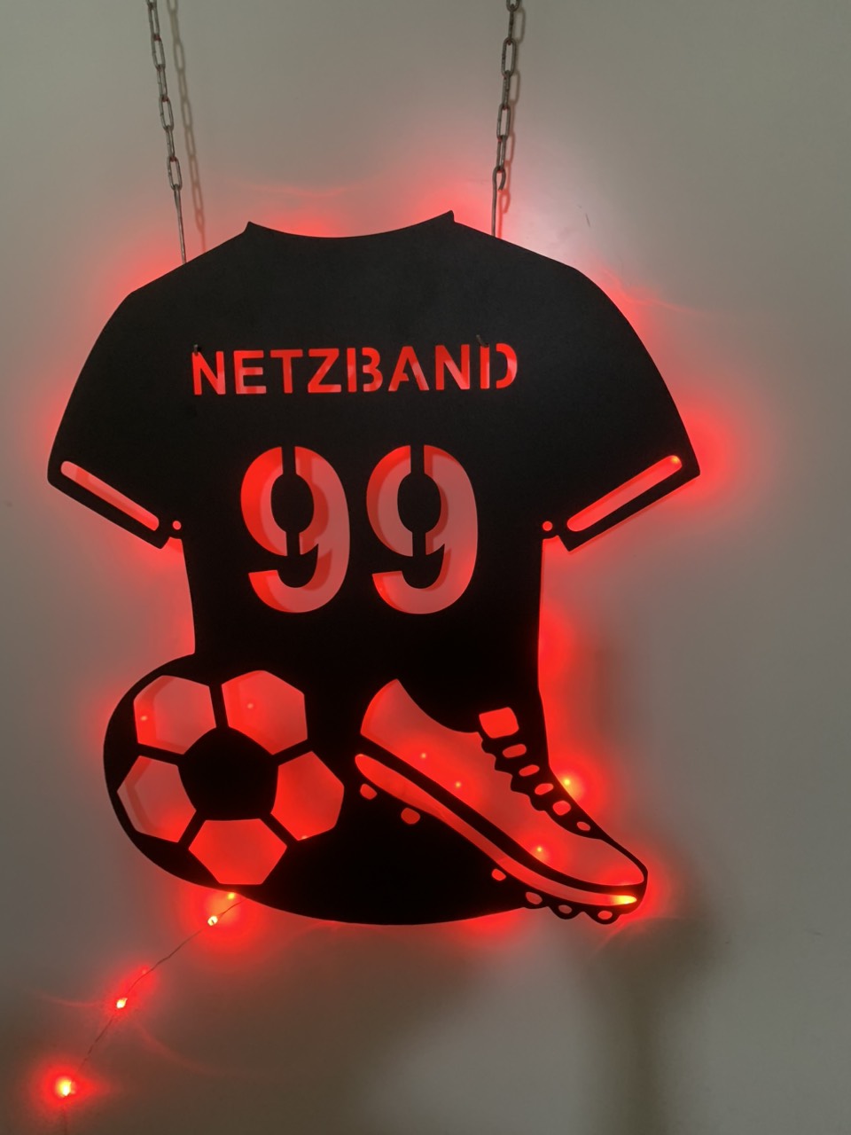 Personalized Soccer Player Metal Wall Art Led Light, Custom Football Player Metal Name Sign, Soccer Football Club Metal Wall Sign Decor