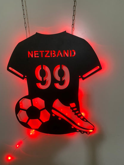 Personalized Soccer Player Metal Wall Art Led Light, Custom Football Player Metal Name Sign, Soccer Football Club Metal Wall Sign Decor