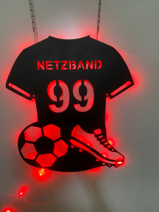 Personalized Soccer Player Metal Wall Art Led Light, Custom Football Player Metal Name Sign, Soccer Football Club Metal Wall Sign Decor