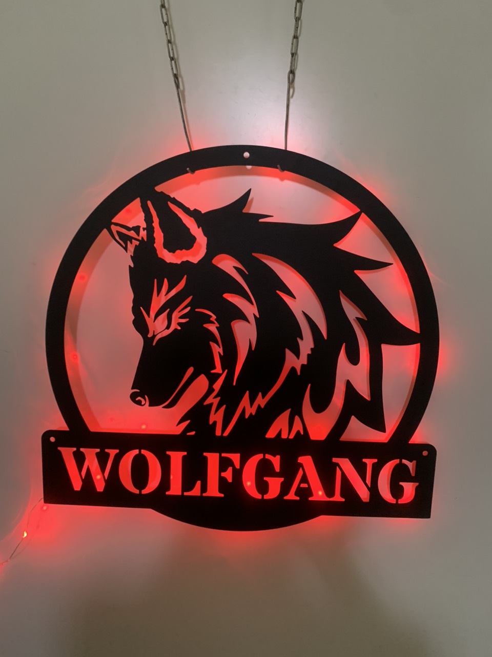 Personalized Wolf Metal Wall Art With Led Light, Custom Wolf Monogram Metal Name Sign, Wolf Head Monogram Metal Sign, Wild Animal Metal Decor