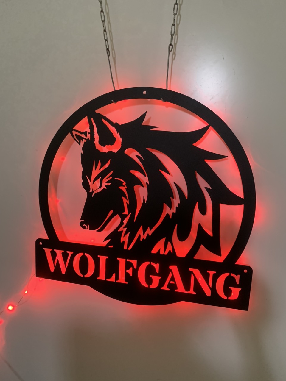 Personalized Wolf Metal Wall Art With Led Light, Custom Wolf Monogram Metal Name Sign, Wolf Head Monogram Metal Sign, Wild Animal Metal Decor