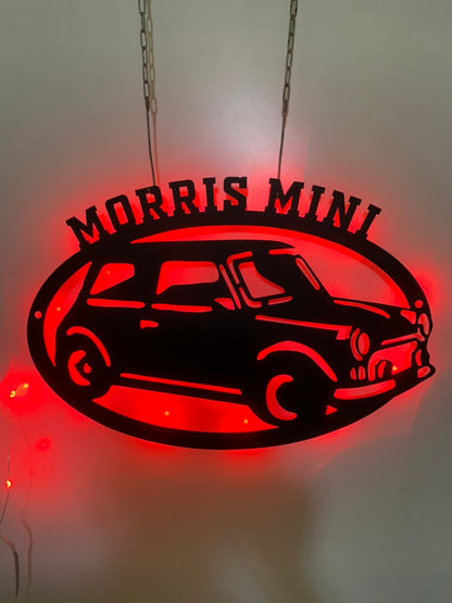 Personalized Mini Cooper Metal Wall Art With Led Lights, Custom Mini Car Metal Wall Art, Car Garage Metal Name Sign, Workshop Metal Wall Decor