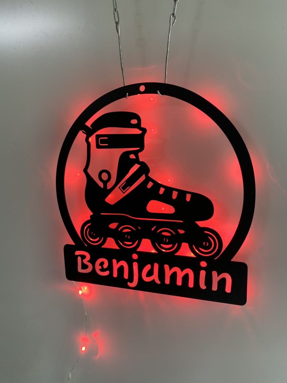 Personalized Roller Skate Metal Wall Art Led Lights, Custom Roller Skates Metal Name Sign, Metal Roller Skate Wall Led Sign