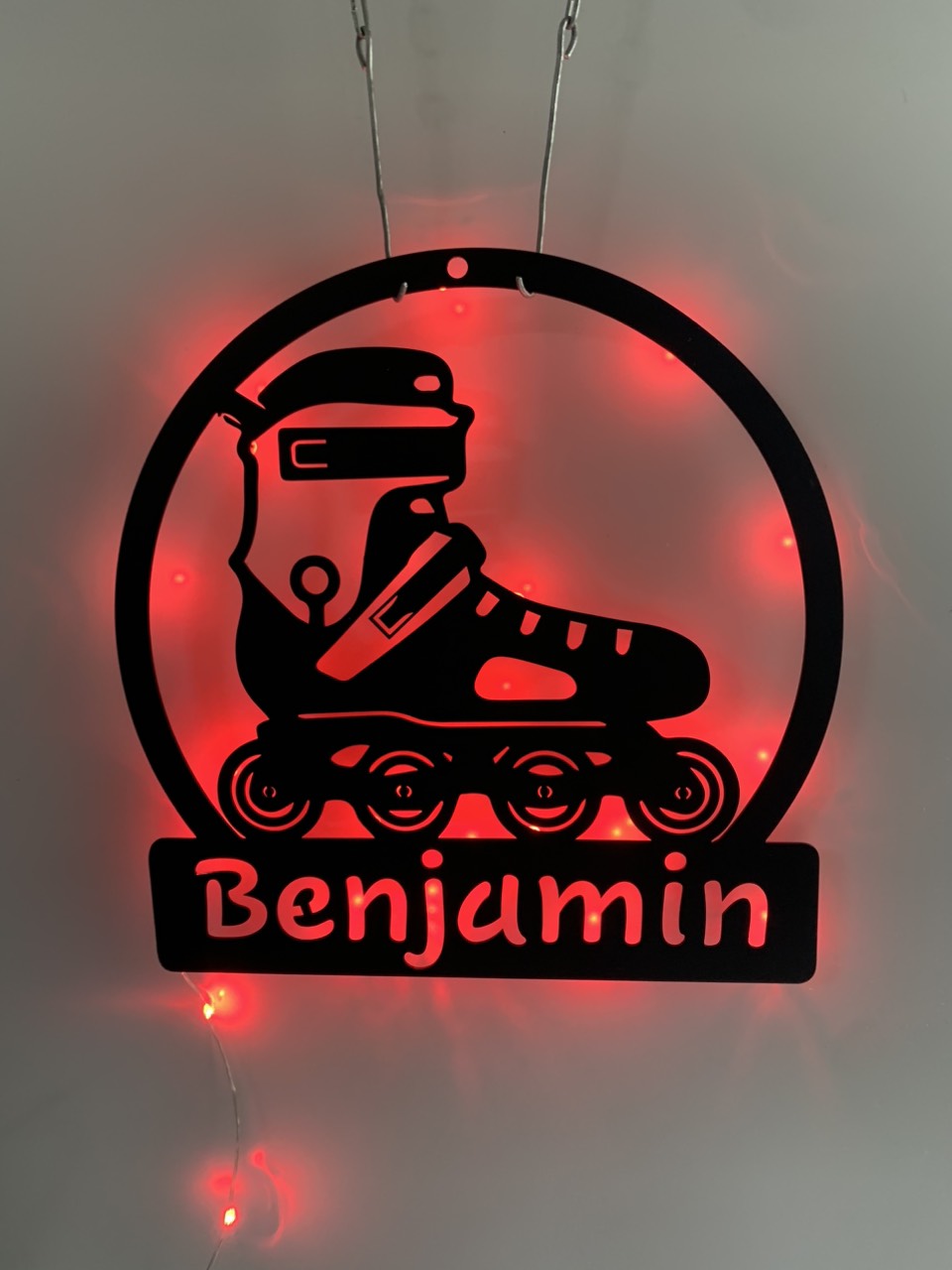 Personalized Roller Skate Metal Wall Art Led Lights, Custom Roller Skates Metal Name Sign, Metal Roller Skate Wall Led Sign