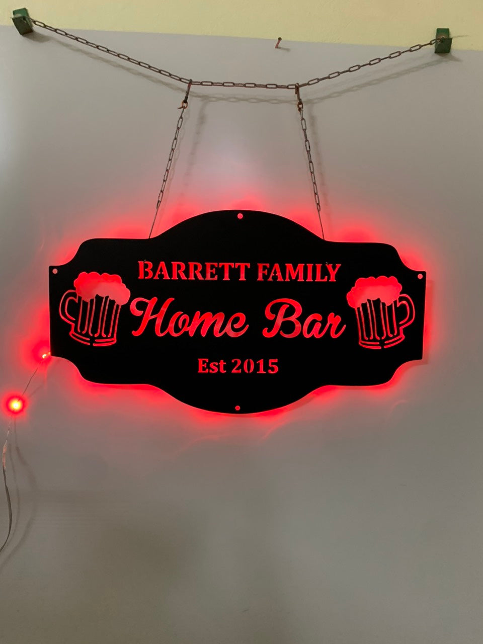 Custom Bar Metal Name Sign With Led Lights, Personalized Bar Metal Wall Art, Established Bar Led Metal Sign, Bar Pub Metal Wall Hanging