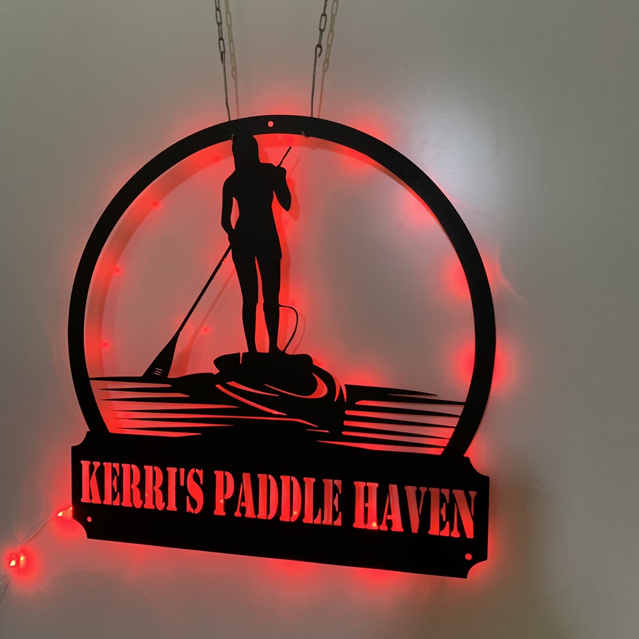 Personalized Stand Up Paddle Boarding Metal Sign Led Light, Custom Metal Paddle Board Metal Wall Sign, Paddle Board Man Cave Wall Art Decor