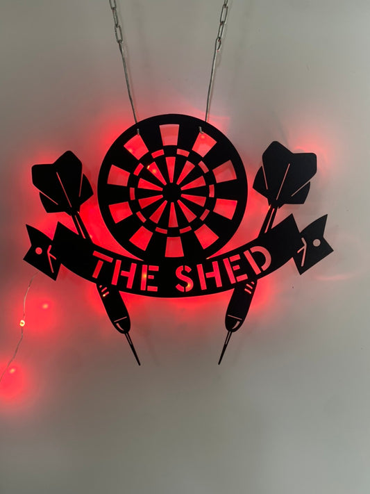 Personalized Dartboard Game Metal Wall Art Led Light, Custom Dart Player Metal Name Sign, Dart Club Metal Wall Led Decor