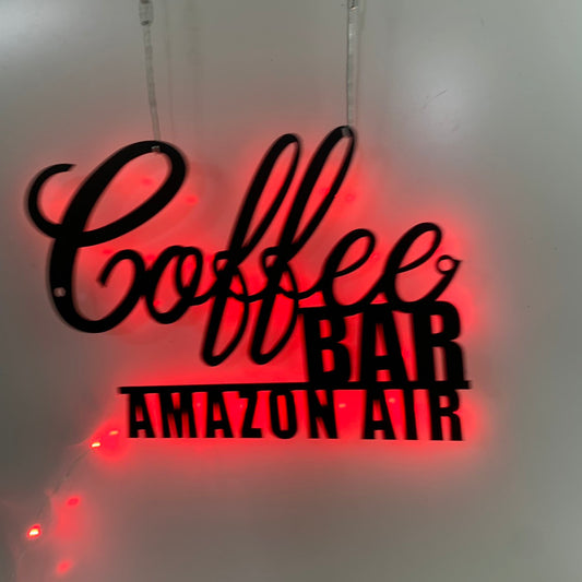 Personalized Coffee Bar Metal Sign With Led Light, Coffee Shop Metal Decor, Custom Coffee Metal Wall Sign, Coffee Time Metal Wall Art