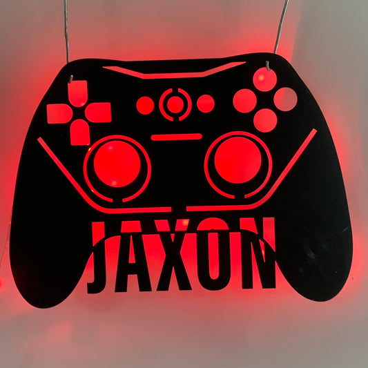 Custom Game Controller Metal Wall Art With Led Lights, Personalized Gamer Metal Name Sign, Game Zone Kids Nursery Metal Wall Decor