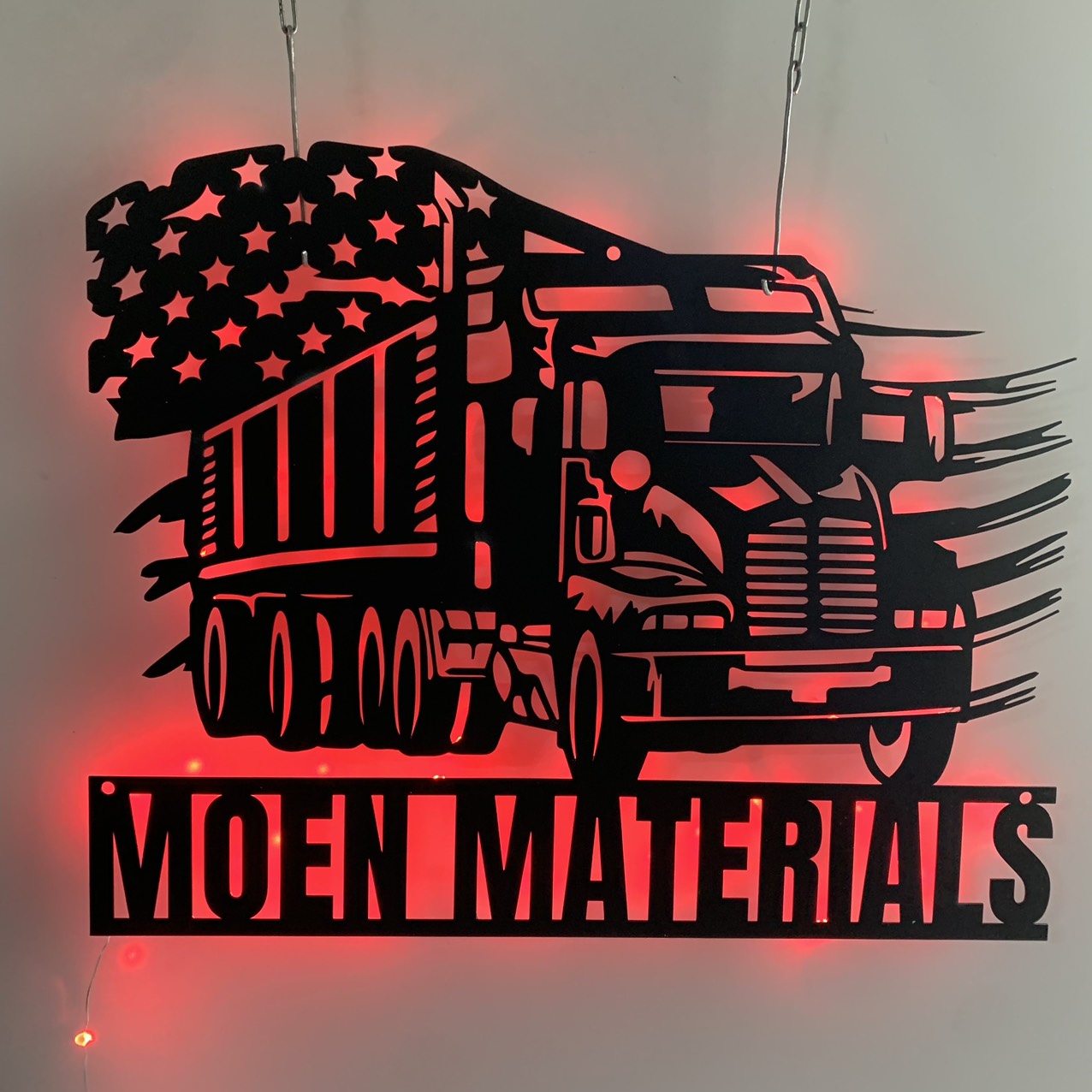 Custom Us Dump Truck Metal Wall Art With Led Light, Personalized Dump Trucker Metal Name Sign, Dump Truck Metal Wall Led Decor