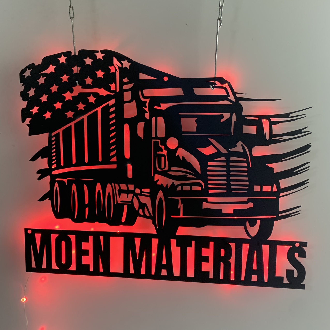 Custom Us Dump Truck Metal Wall Art With Led Light, Personalized Dump Trucker Metal Name Sign, Dump Truck Metal Wall Led Decor