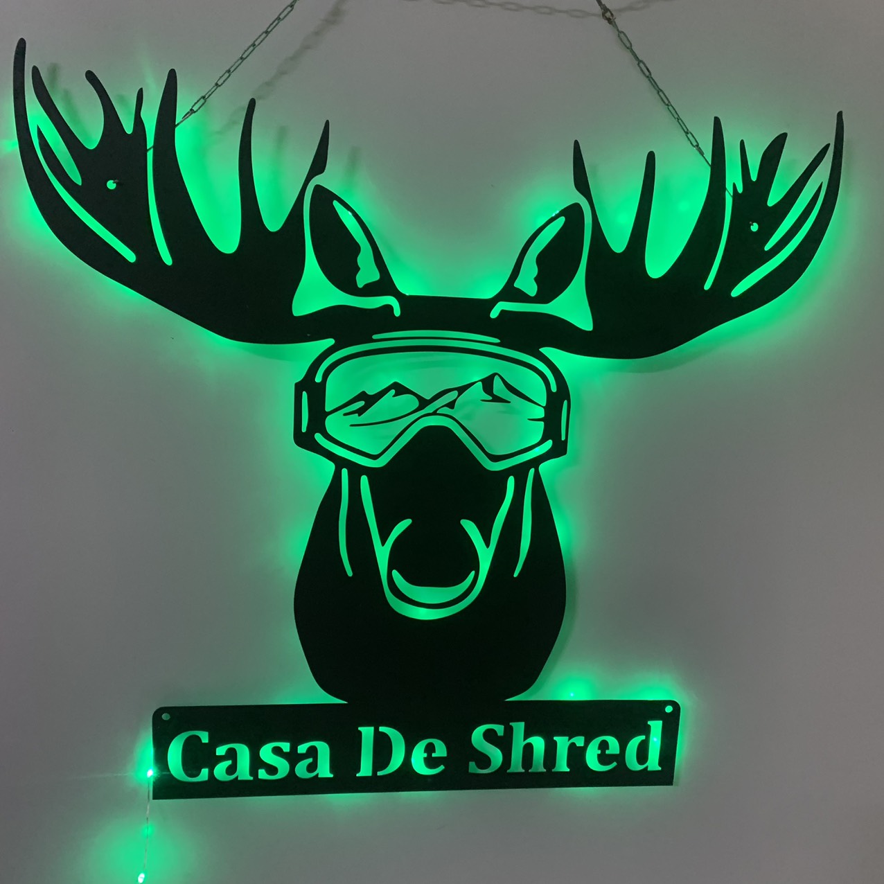 Custom Moose Head Metal Wall Art With Led Lights, Personalized Moose Head Metal Name Sign, Wildlife Hunting Moose Neon Metal Wall Decor