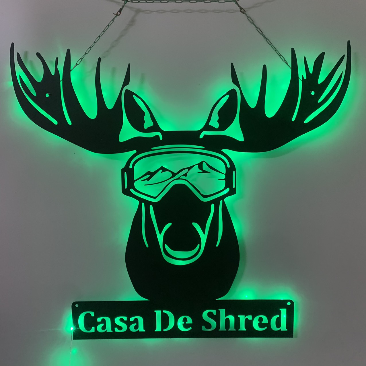 Custom Moose Head Metal Wall Art With Led Lights, Personalized Moose Head Metal Name Sign, Wildlife Hunting Moose Neon Metal Wall Decor