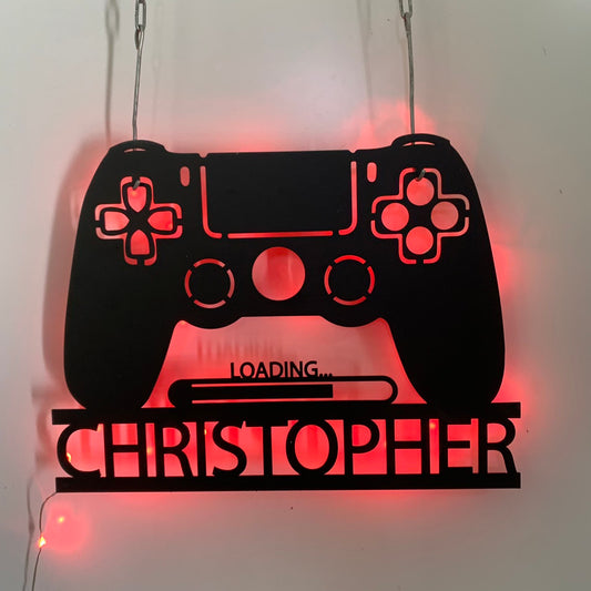 Custom Game Controller Metal Wall Art With Led Lights, Personalized Gamer Metal Name Sign, Game Zone Kids Nursery Metal Wall Decor